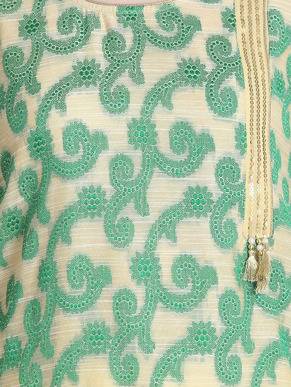 floral jacquard kurta palazzo set - 16297093 - Standard Image - 3
