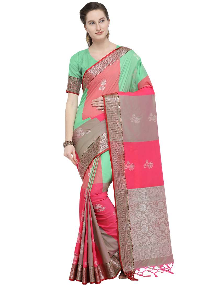 floral zari motif kanjivaram saree with blouse