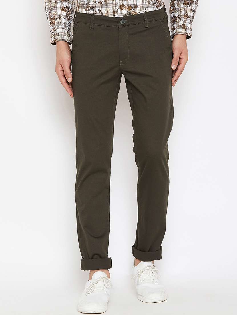 green solid chinos - 16298305 - Zoom Image - 0