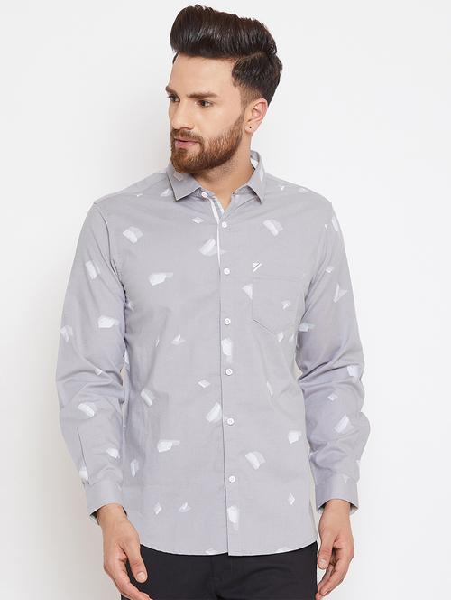 grey printed casual shirt - 16298314 - Standard Image - 0