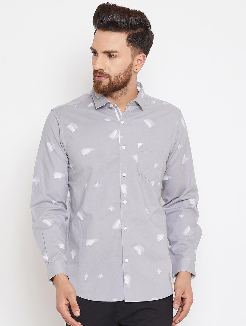 grey printed casual shirt - 16298314 - Zoom Image - 0