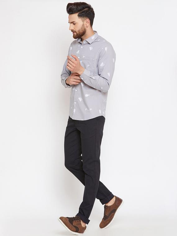 grey printed casual shirt - 16298314 - Standard Image - 3