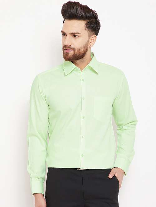 green solid formal shirt - 16298321 - Standard Image - 0