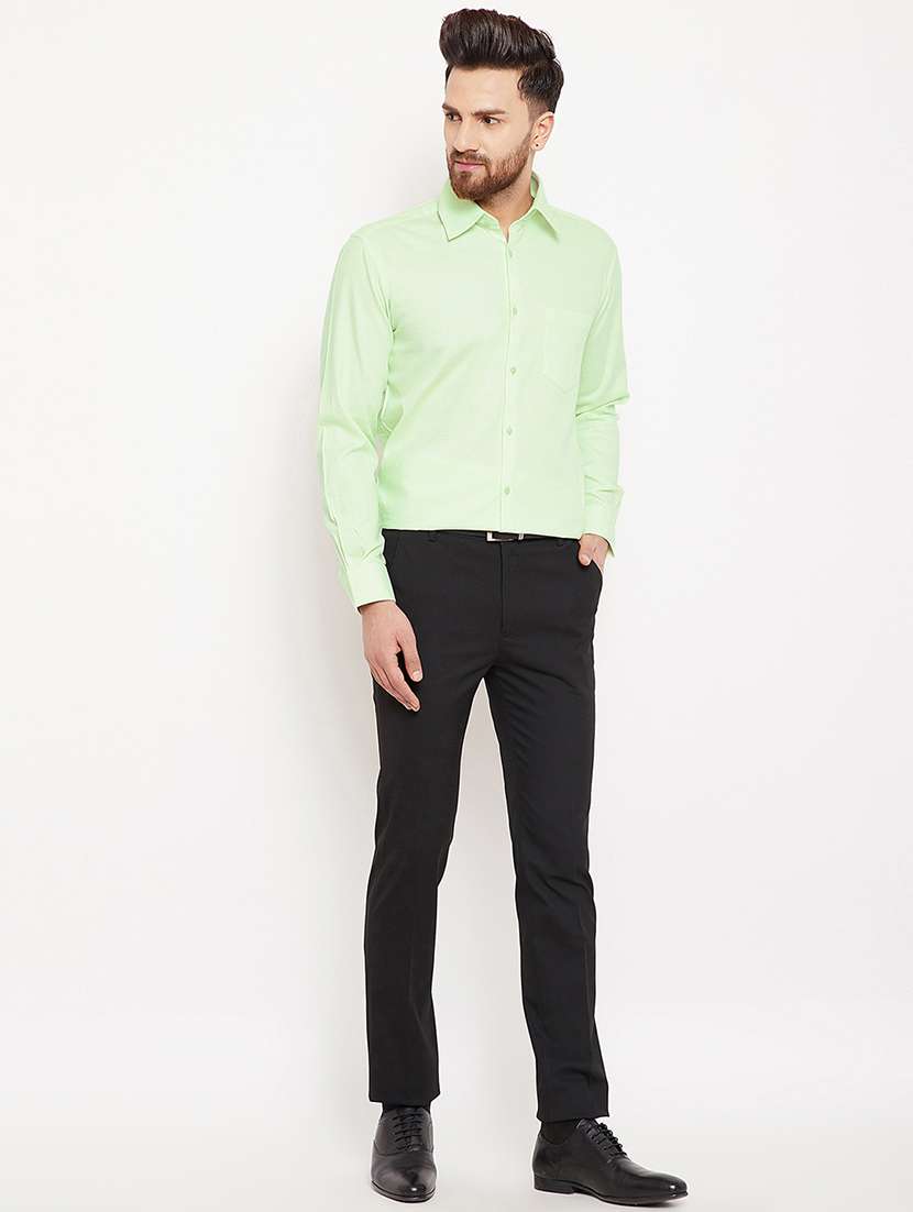 green solid formal shirt - 16298321 - Standard Image - 3