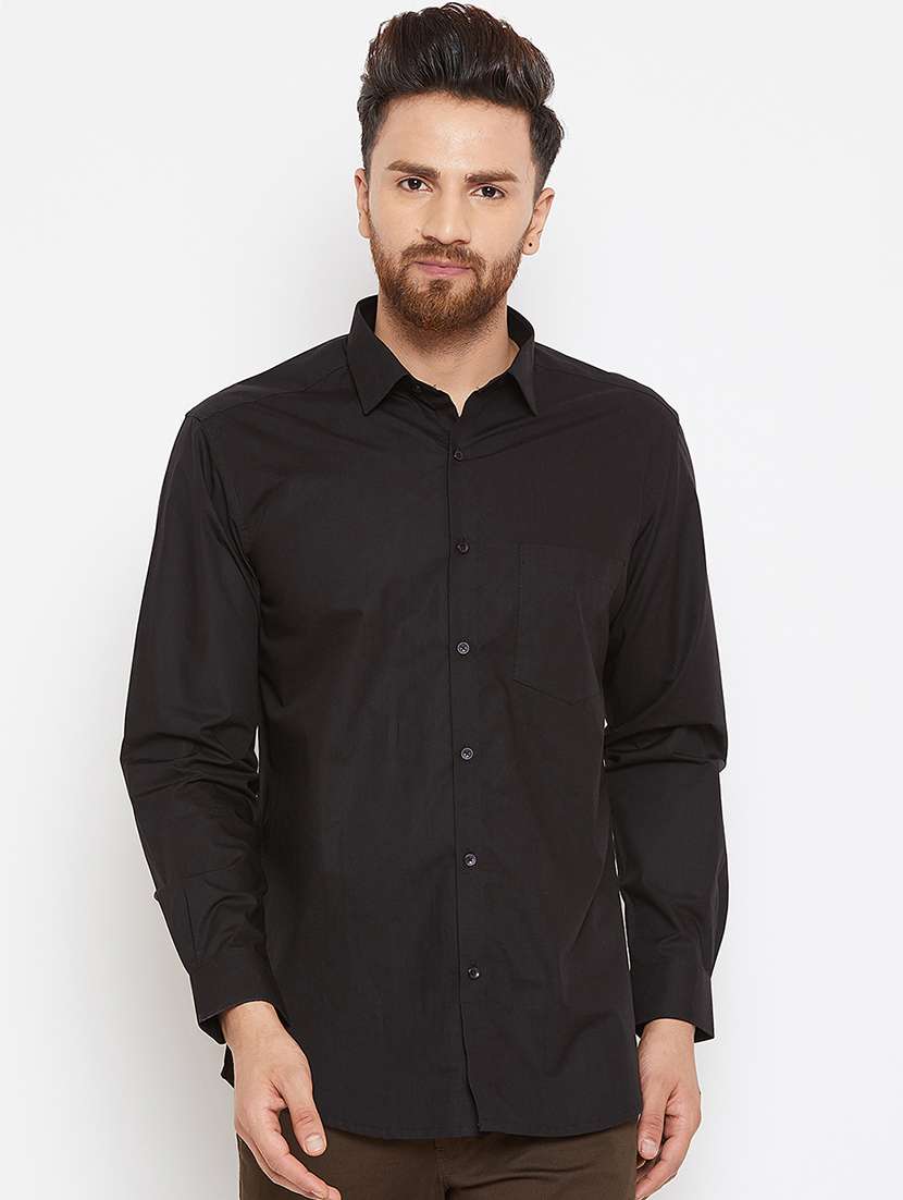 black solid casual shirt - 16298324 -  Zoom Image - 0