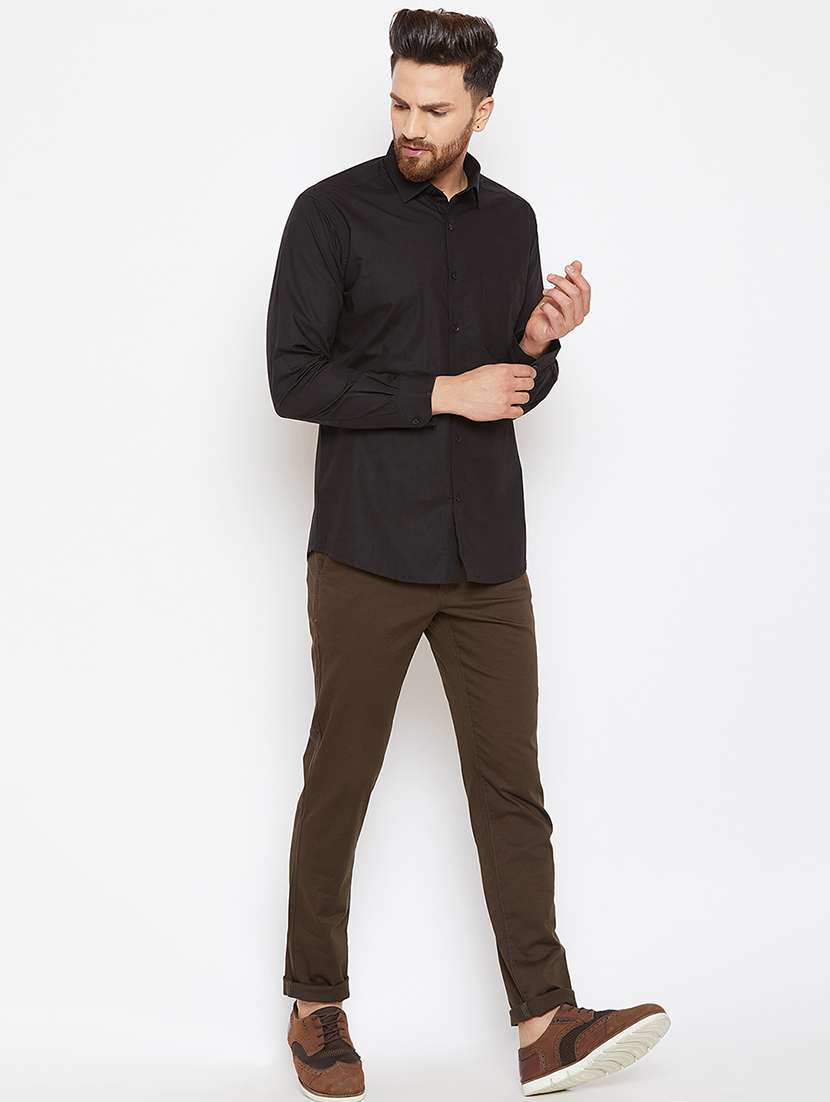 black solid casual shirt - 16298324 - Standard Image - 3