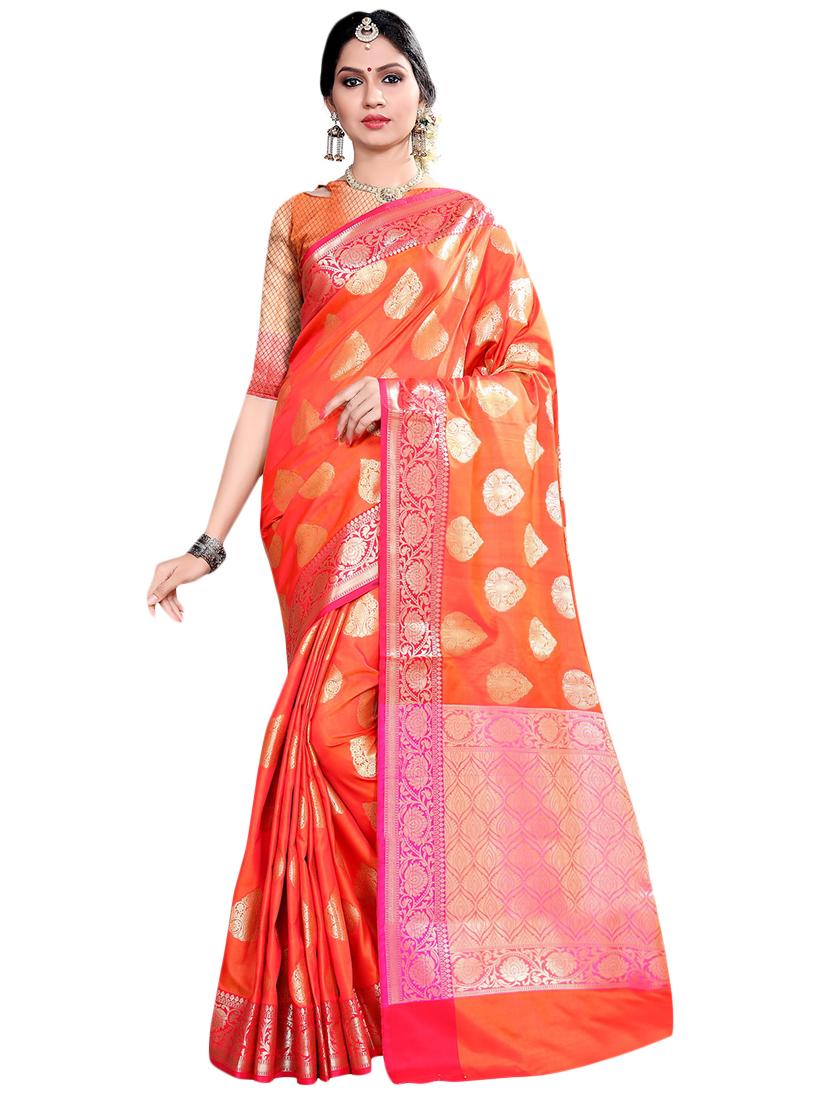 self-design banarasi saree with blouse - 16298433 - Zoom Image - 0