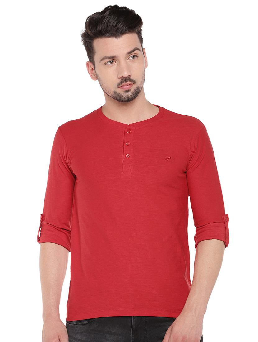 red regular fit solid t-shirt - 16299107 - Zoom Image - 0