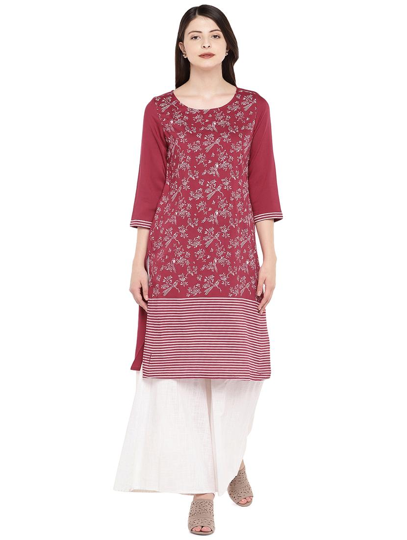 floral printed straight kurta - 16299151 - Zoom Image - 0