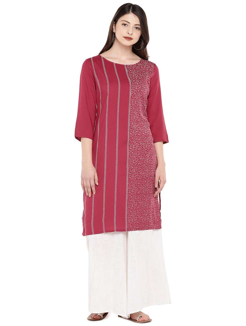printed straight kurta - 16299158 - Zoom Image - 0