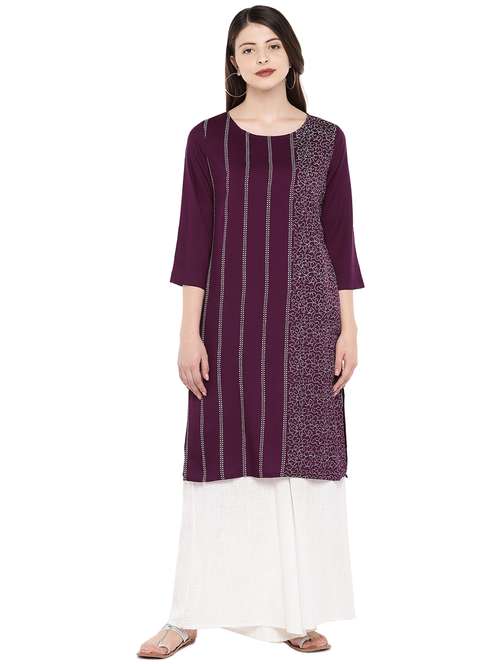 printed straight kurta - 16299159 - Standard Image - 0