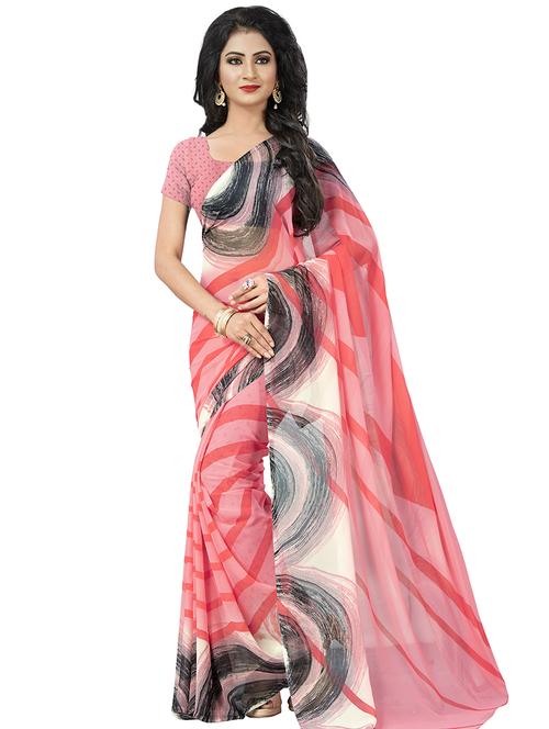geometrical printed saree with blouse - 16300327 - Standard Image - 0