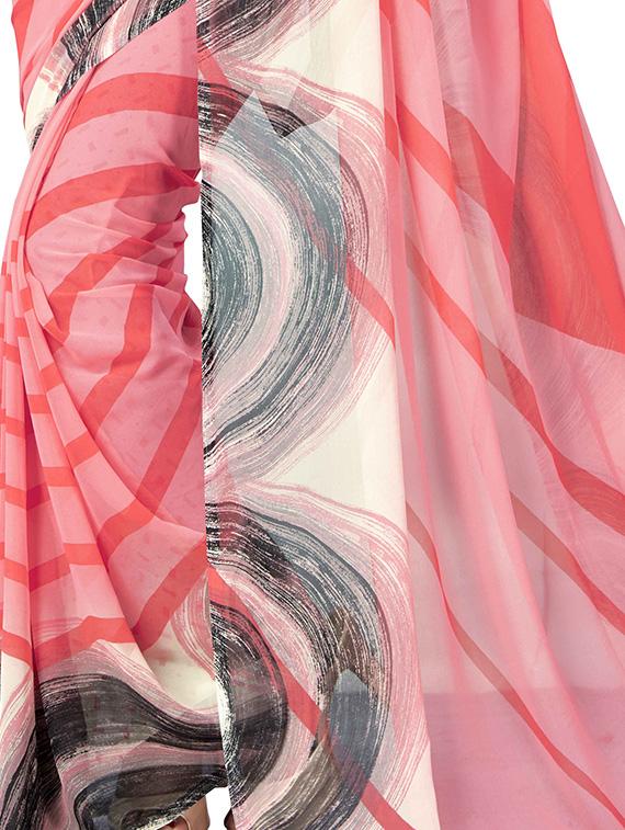 geometrical printed saree with blouse - 16300327 - Standard Image - 3