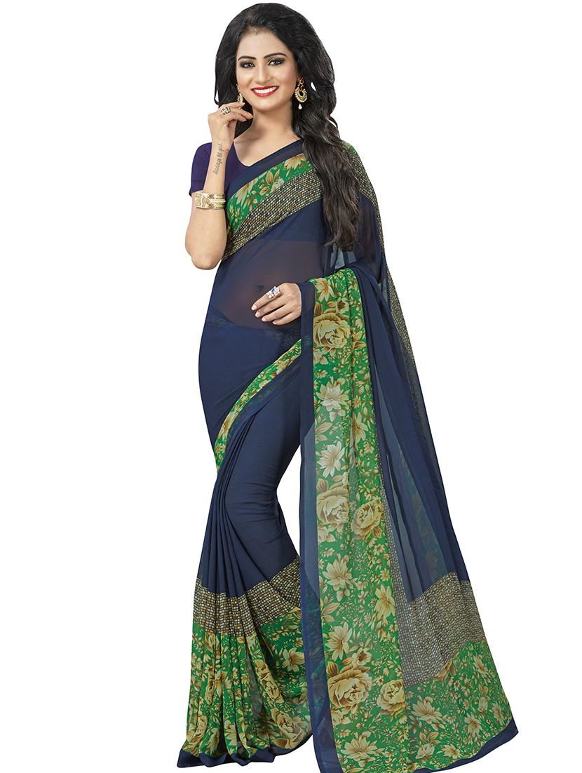 floral printed saree with blouse - 16300328 -  Zoom Image - 0