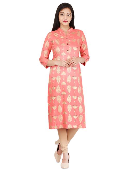 foil print straight kurta - 16301892 - Standard Image - 0