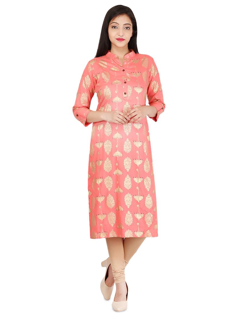 foil print straight kurta - 16301892 - Zoom Image - 0