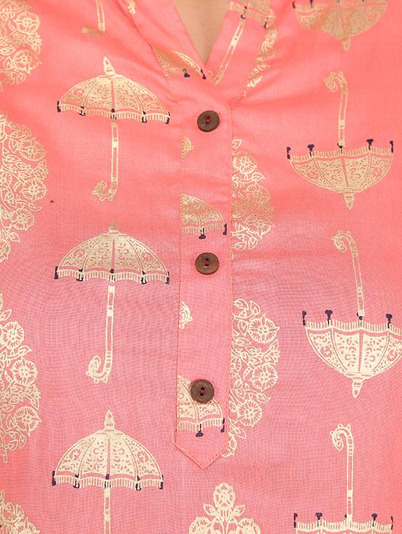 foil print straight kurta - 16301892 - Standard Image - 3