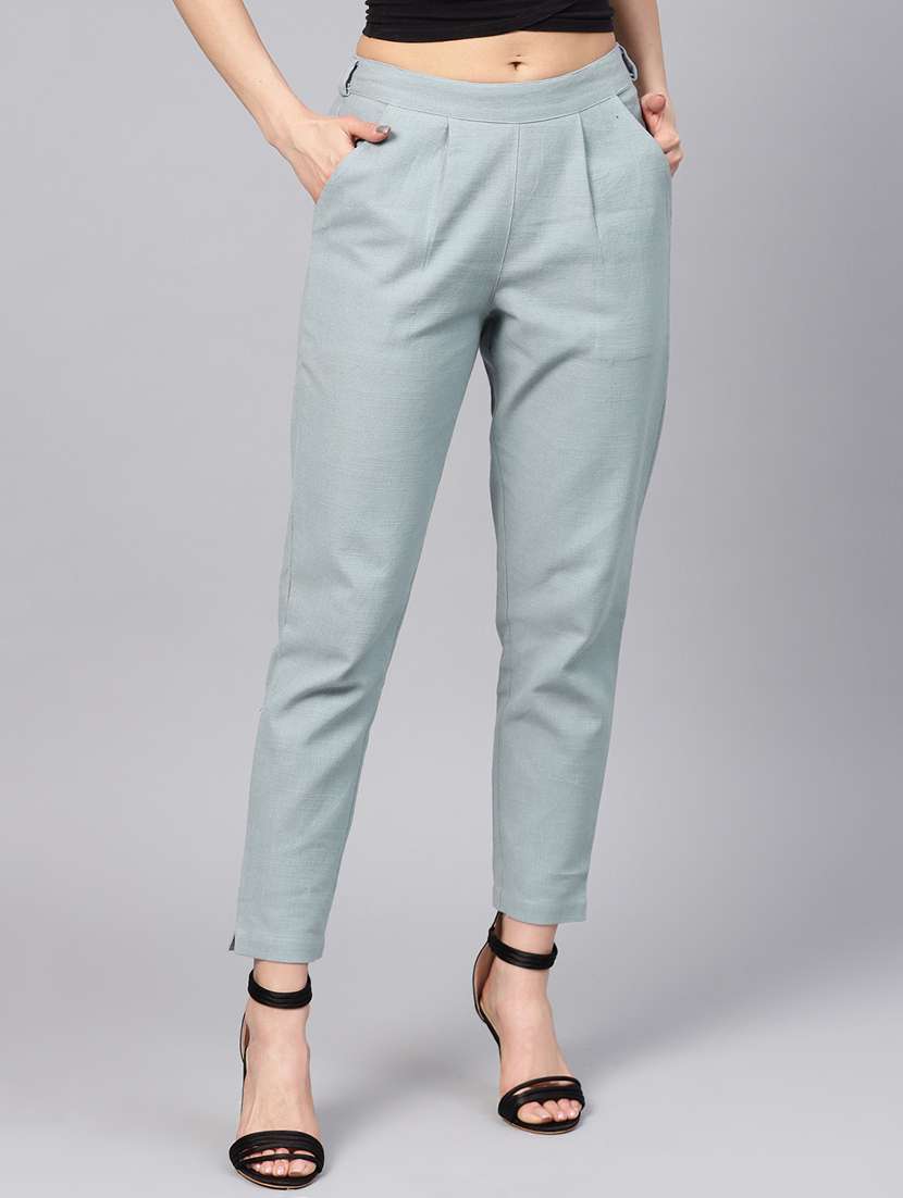 women solid cigarette trouser