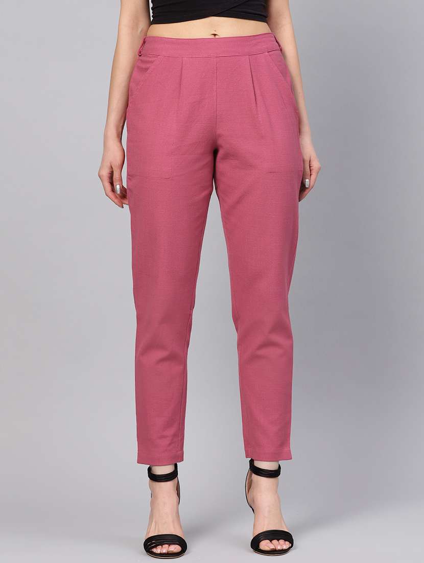 women solid cigarette trouser