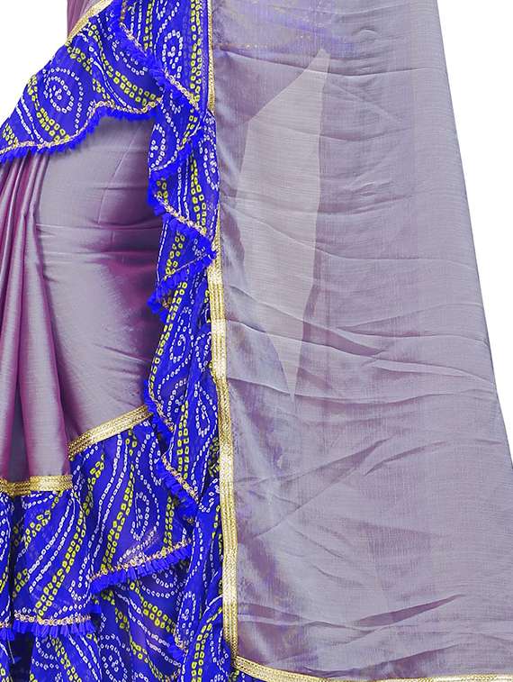 bandhani ruffle border saree with blouse - 16302240 -  Standard Image - 3