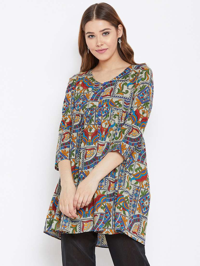 printed flared kurti