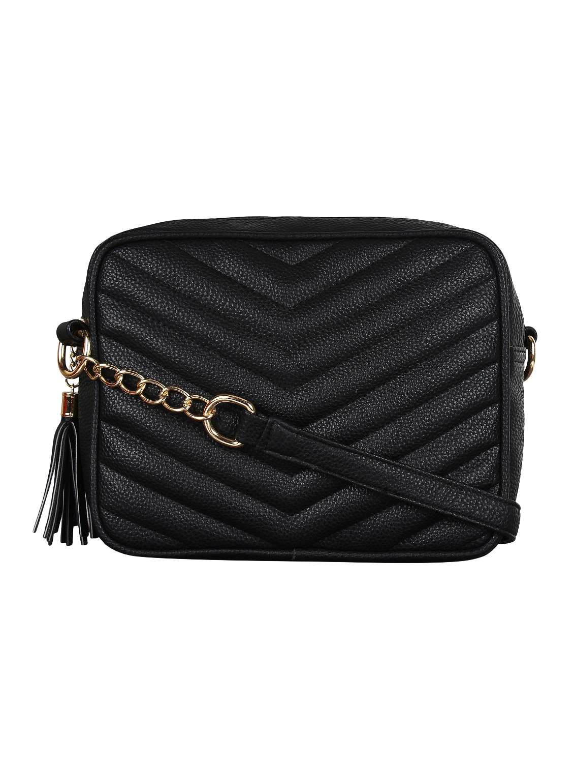 black solid regular sling bag