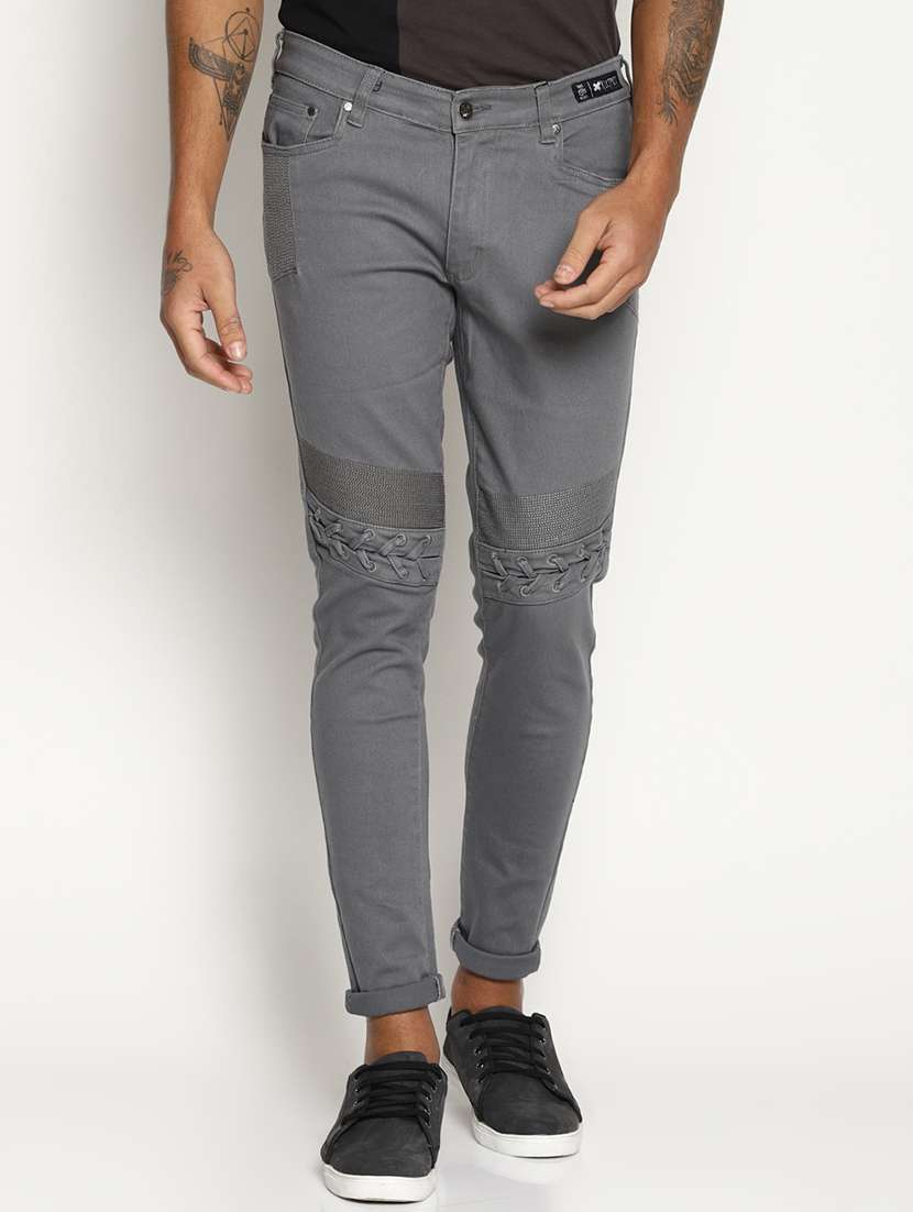 grey biker denim