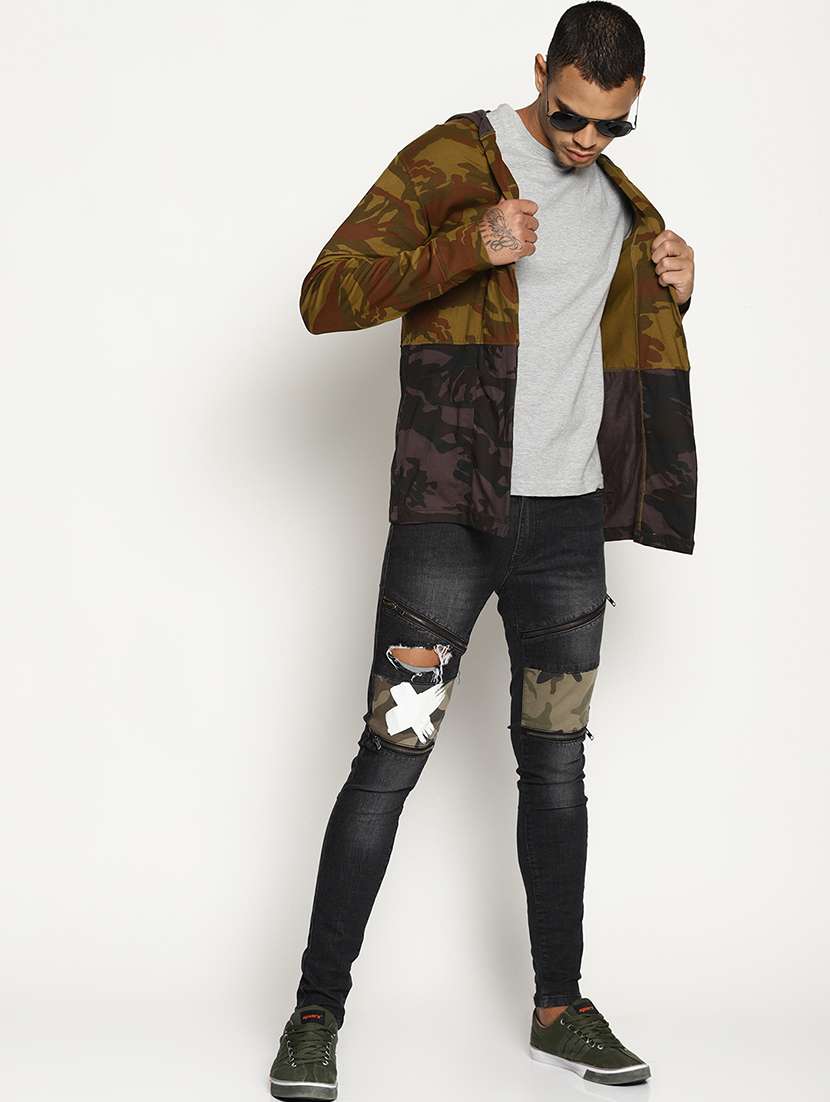 green camouflage printed shrug - 16302841 - Standard Image - 3
