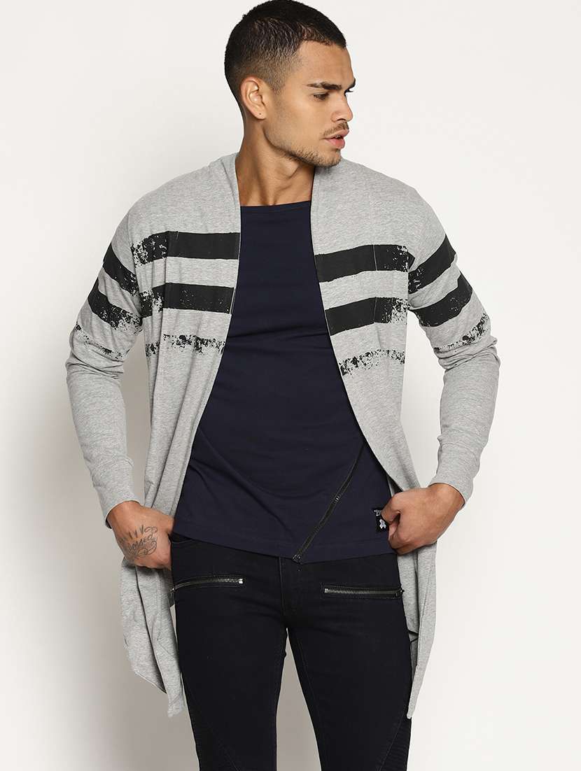 grey striped shrug