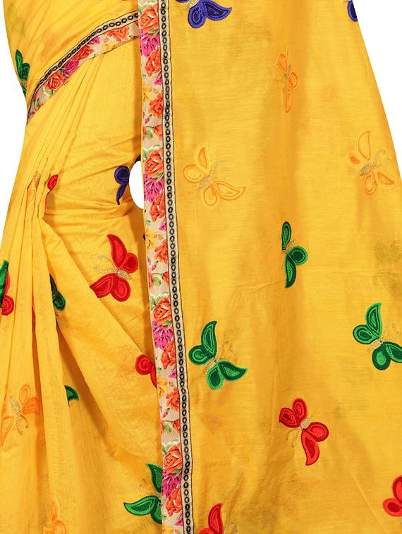 conversational embroidered saree with blouse - 16308477 - Standard Image - 3