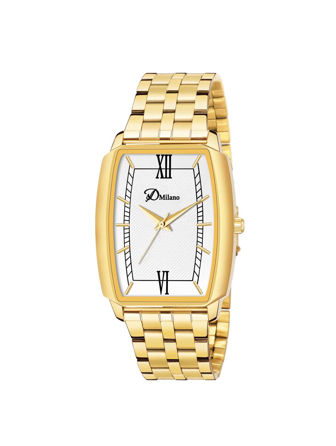 d'milano metal strap analog watch combo dmgxgld855