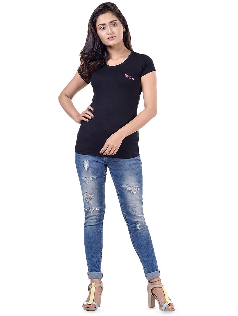 women's plain round neck t-shirt - 16308983 - Standard Image - 3