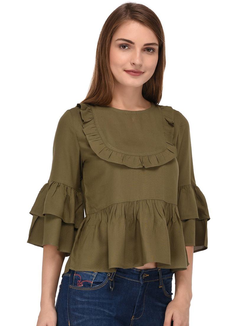 women's peplum round neck top