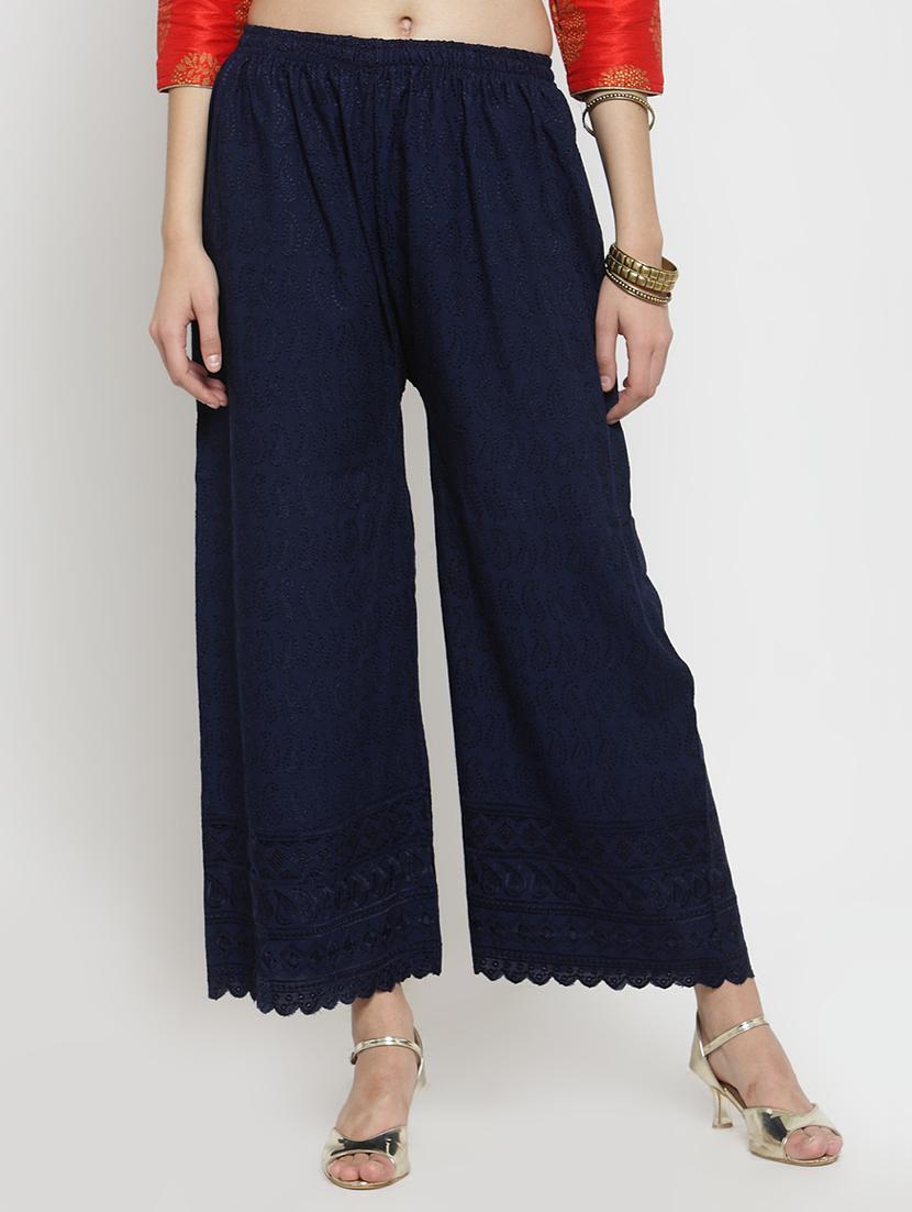 embroidered solid palazzo - 16309458 -  Zoom Image - 0