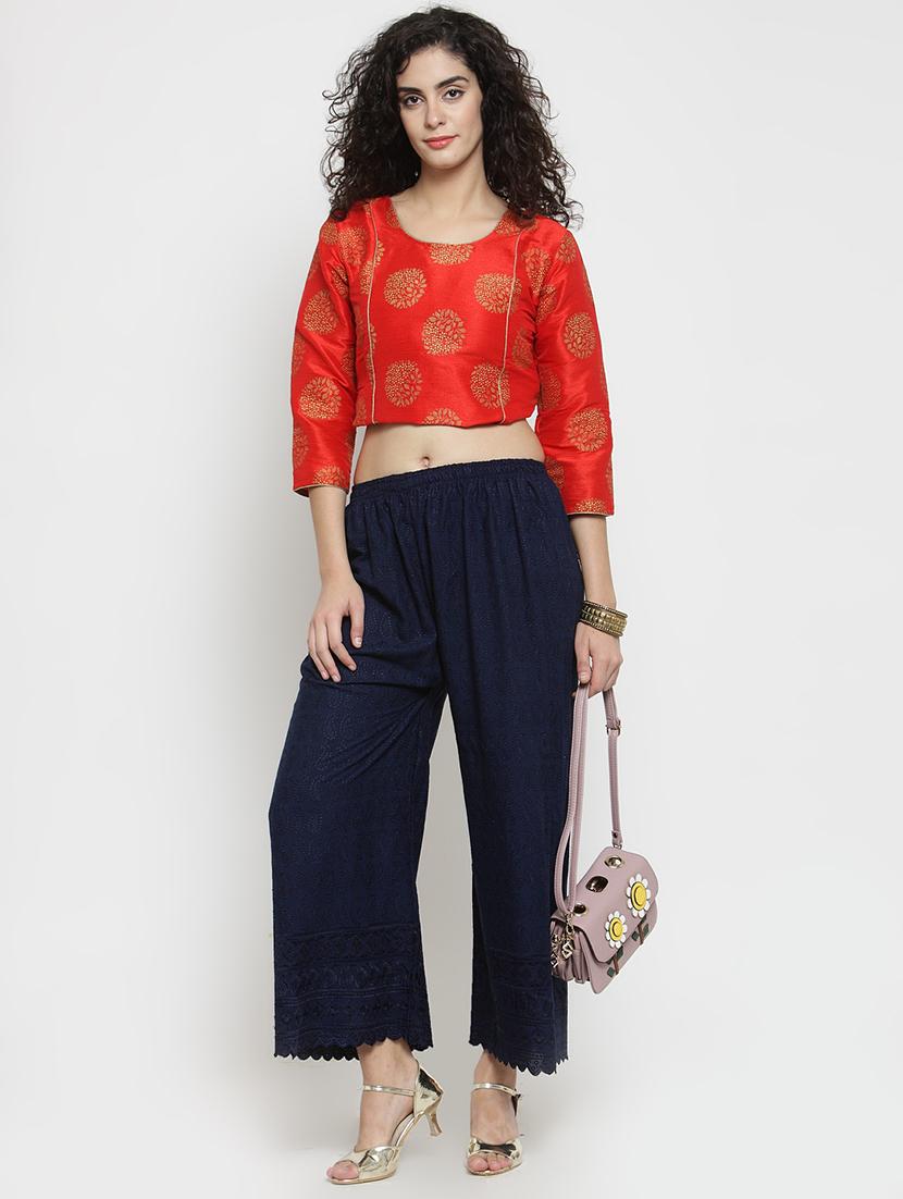 embroidered solid palazzo - 16309458 - Standard Image - 3