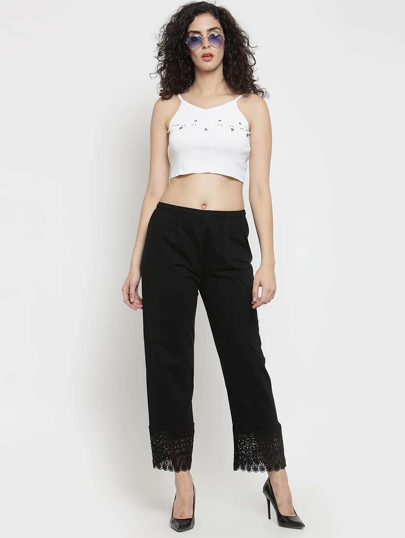 black solid tapered pant - 16309490 -  Standard Image - 3