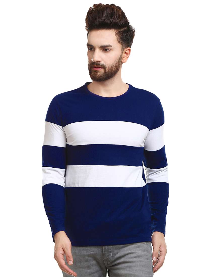 navy blue color block t-shirt - 16309609 -  Zoom Image - 0