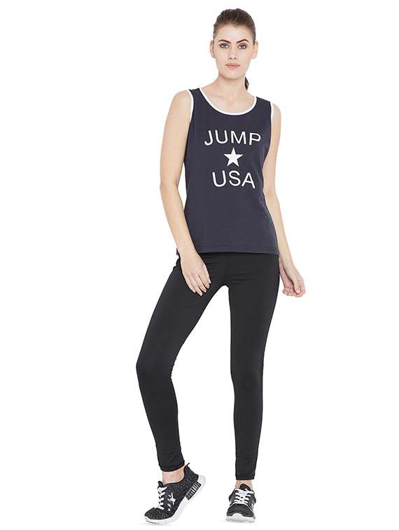 contrast piped graphic print tank top - 16310306 -  Standard Image - 3