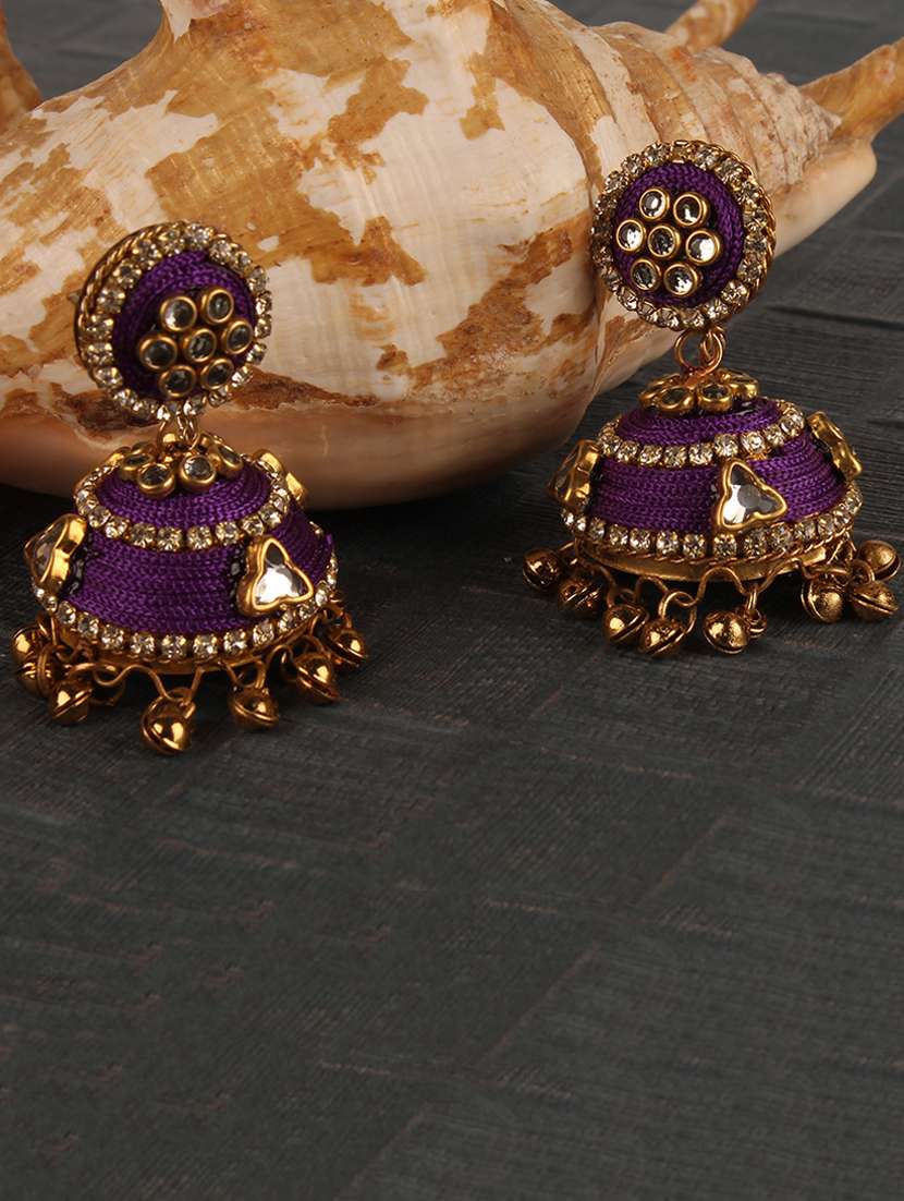 purple brass jhumka earring