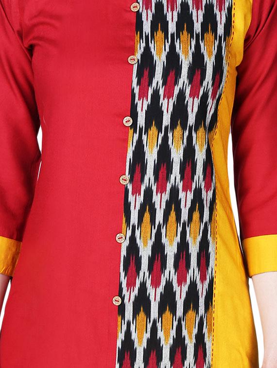 ikat straight kurta - 16312100 - Standard Image - 3
