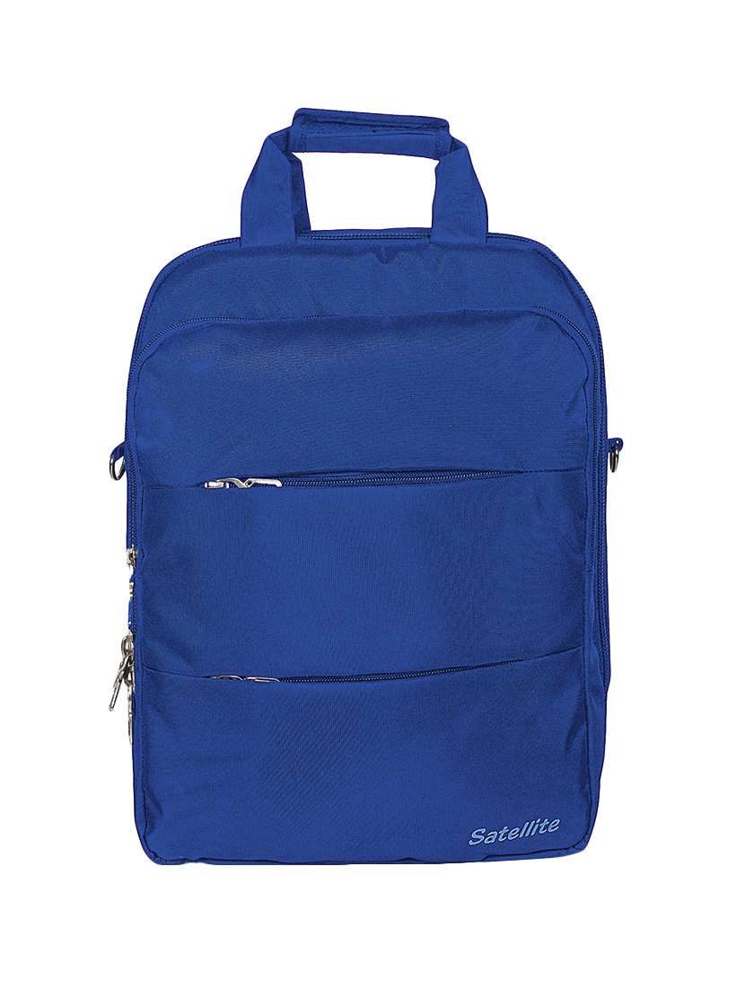 blue polyester backpack