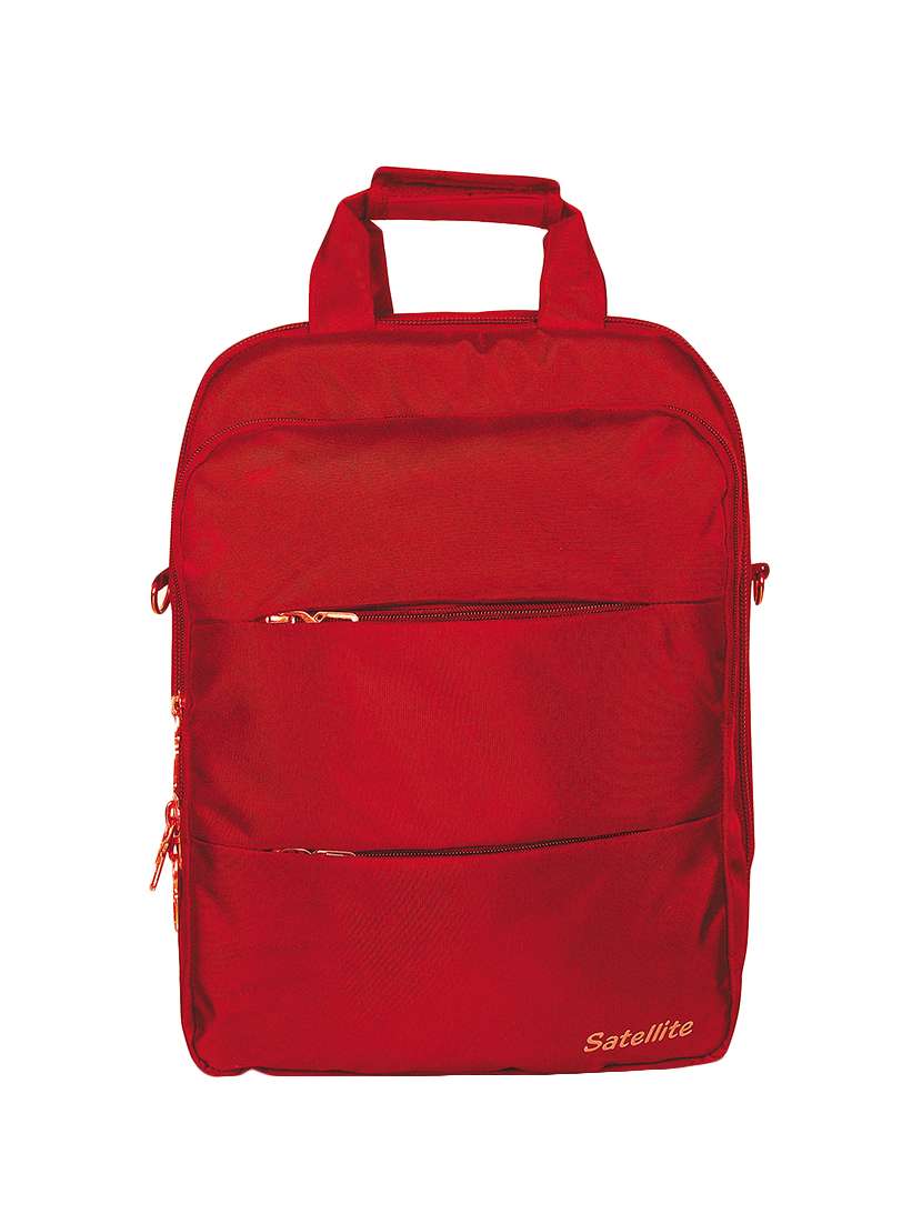 red polyester backpack
