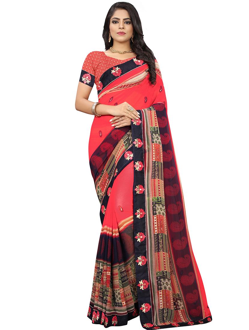 women's paisley orange colored saree with blouse - 16313470 - Zoom Image - 0