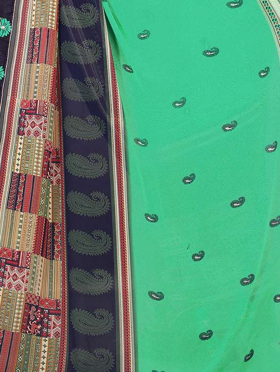 women's paisley green colored saree with blouse - 16313471 - Standard Image - 3