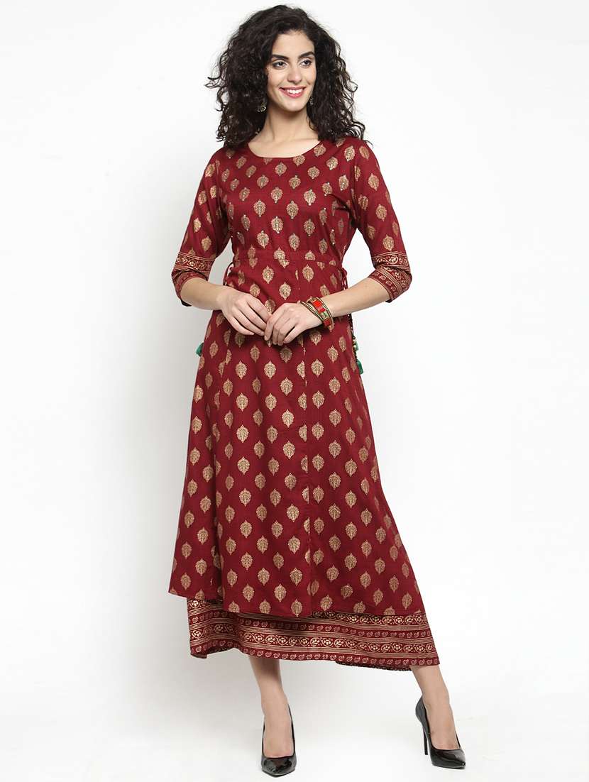 block print layered ethnic dress