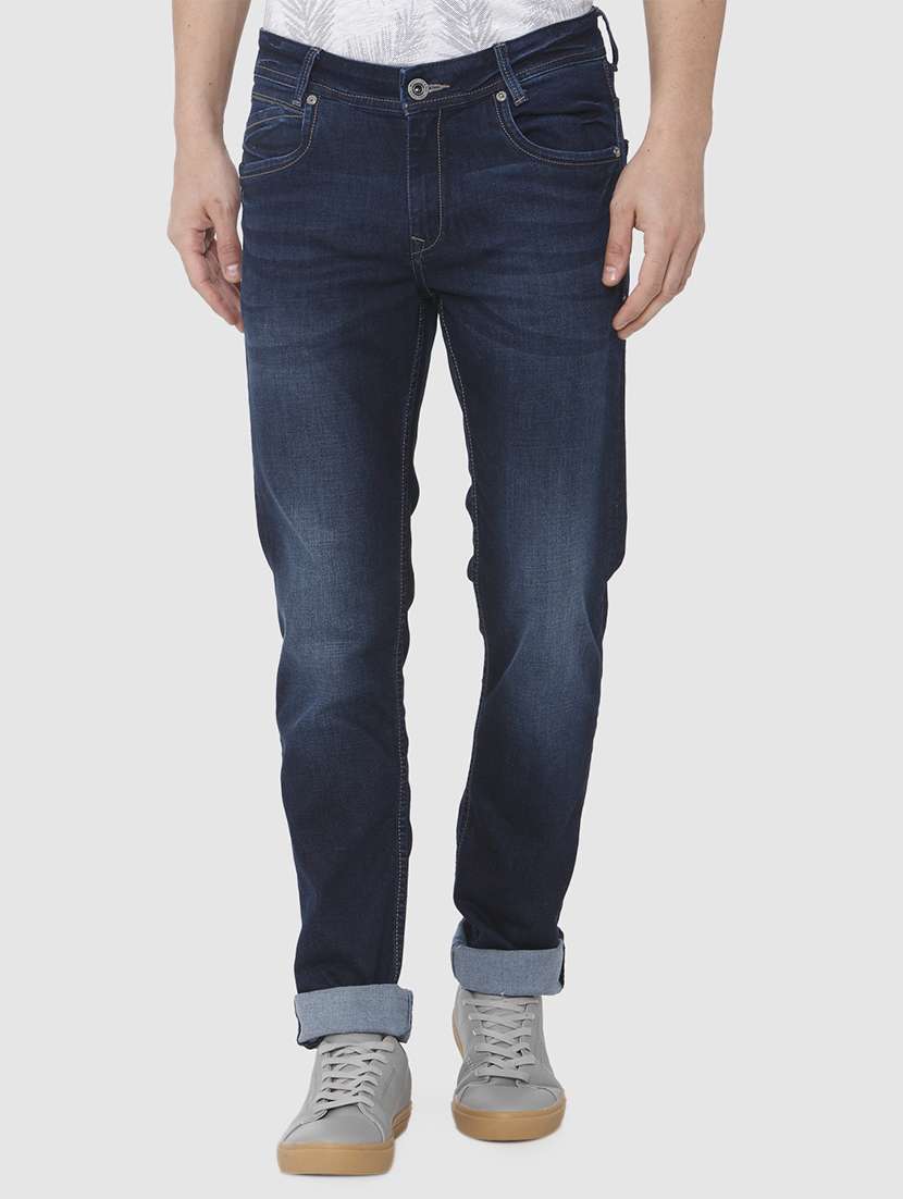 dark blue light washed denim jeans