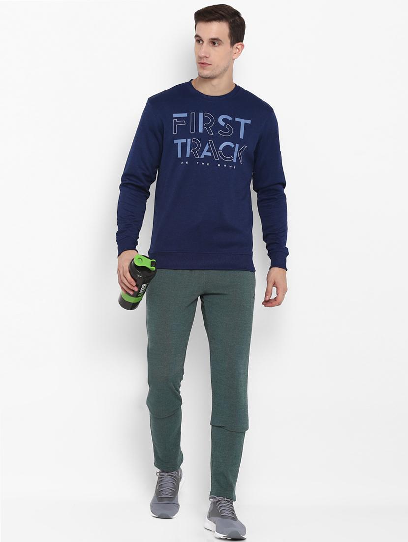 navy blue chest printed sweatshirt - 16316420 - Standard Image - 3