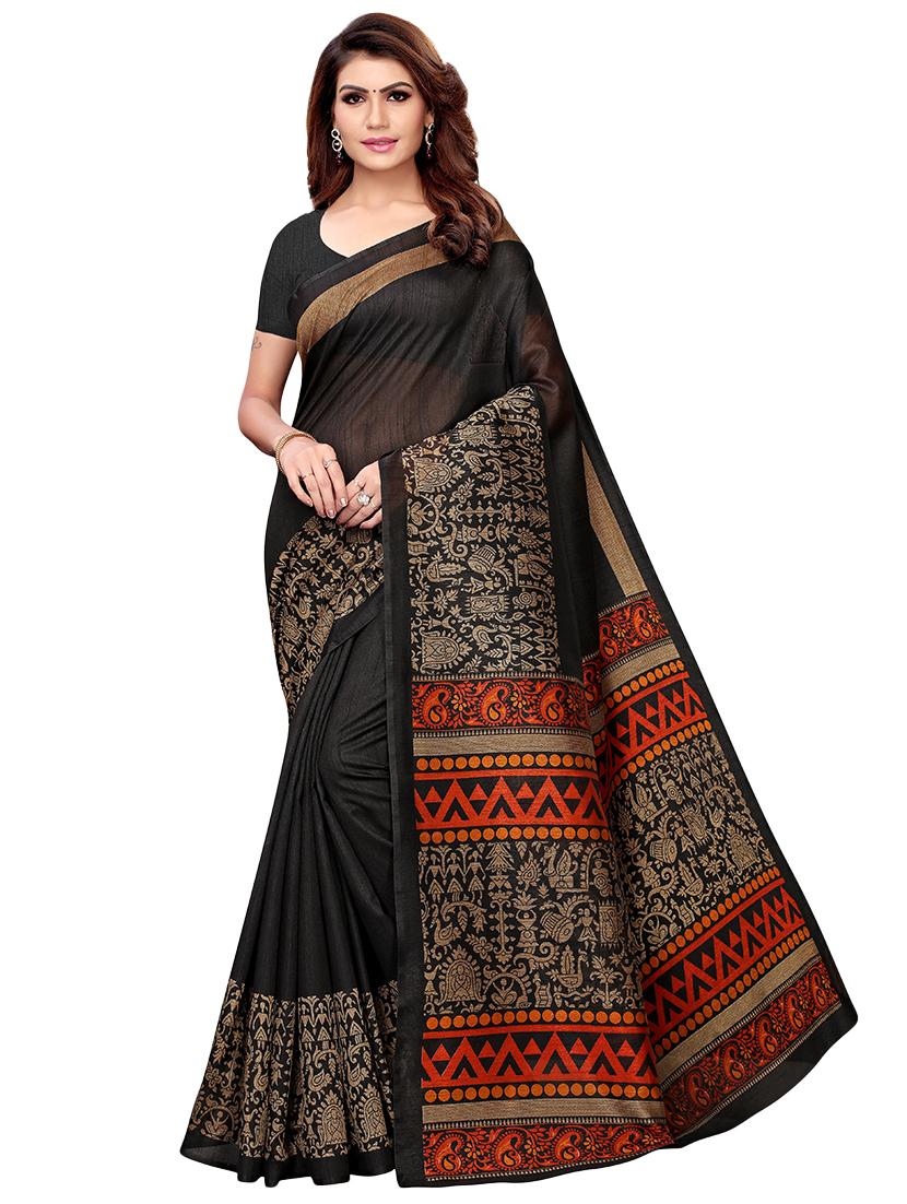 kalamkari printed saree with blouse - 16317078 - Zoom Image - 0