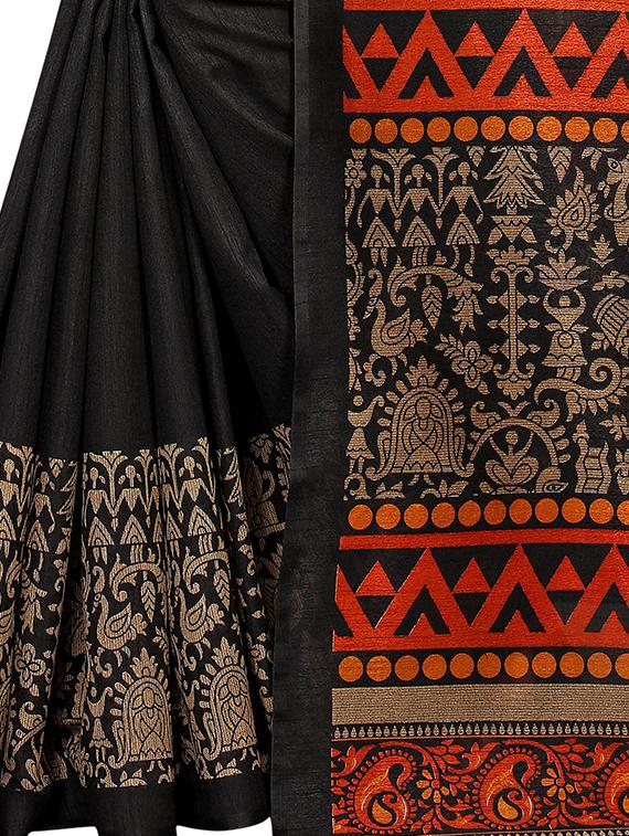kalamkari printed saree with blouse - 16317078 - Standard Image - 3