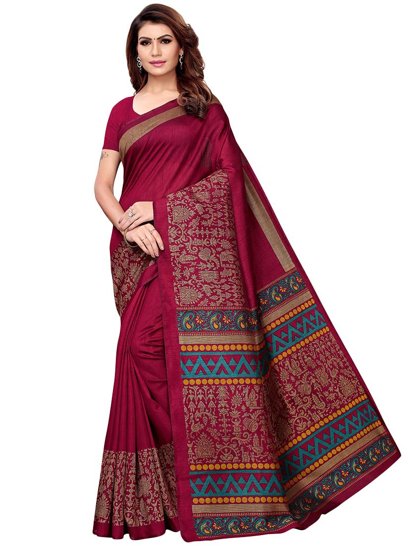 kalamkari printed saree with blouse - 16317079 - Zoom Image - 0